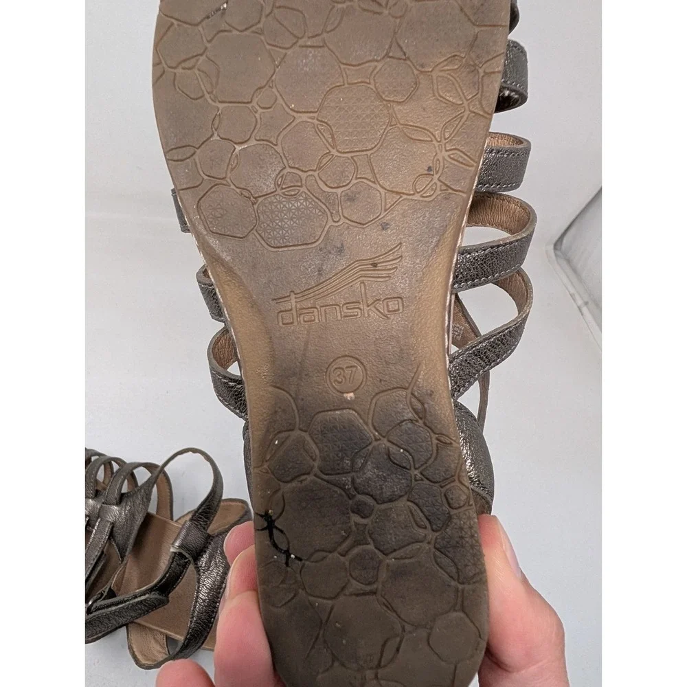 Dansko Athena Pewter‎ Nappa Size EU 37 Bronze Gold Gladiator Sandal Adjustable